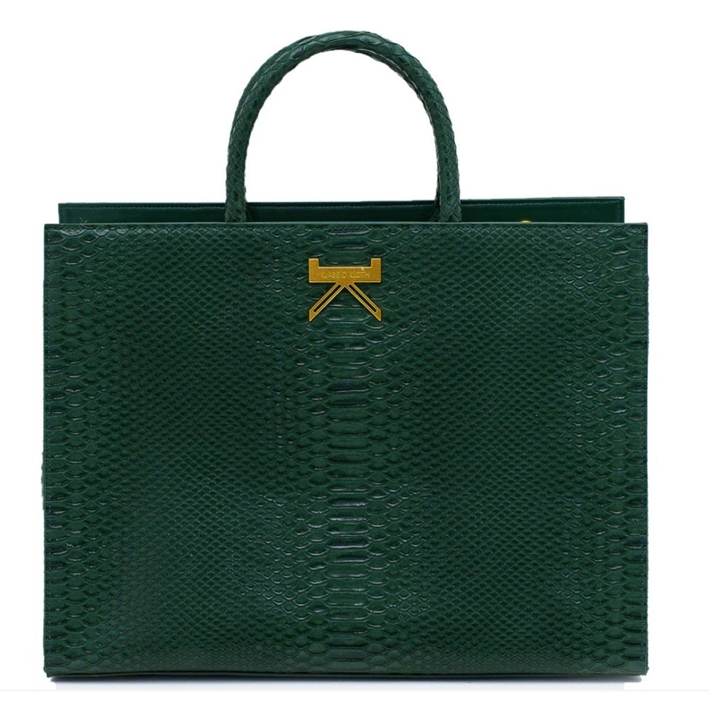 KLASSICKLOTH BOUID 34 Laptop Bag Dark Green Leather Removable Clutch AUTHENTIC - Picture 2 of 11